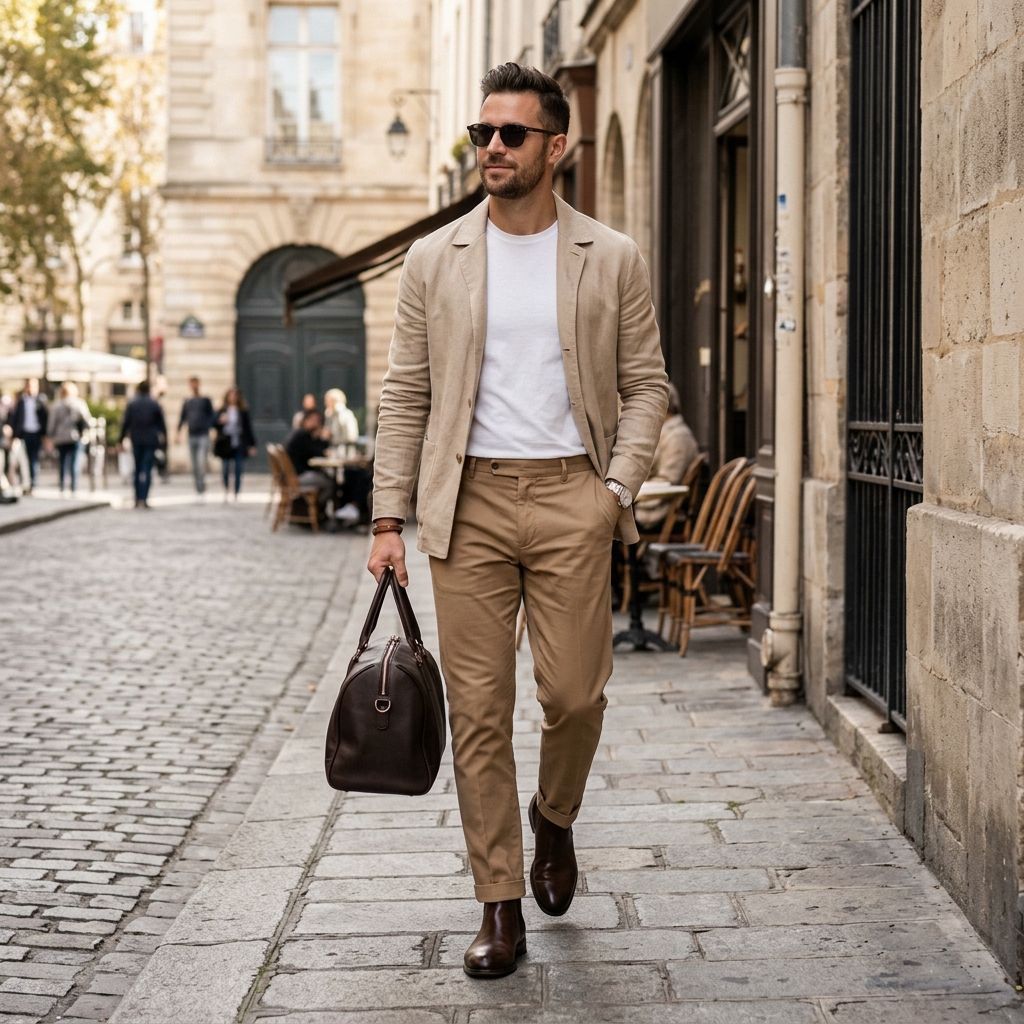 Full neutral outfit look beige brown outfit combinations