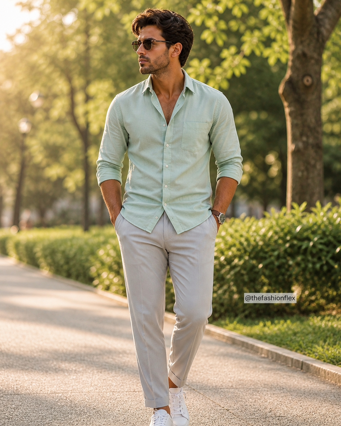 summer outfit ideas men pastel shirt chinos soft aesthetic